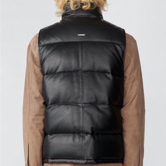 Deadwood x Free People Leather Vermont Sm & Lg Black Recycled Puffer Vest - Picture 3 of 9